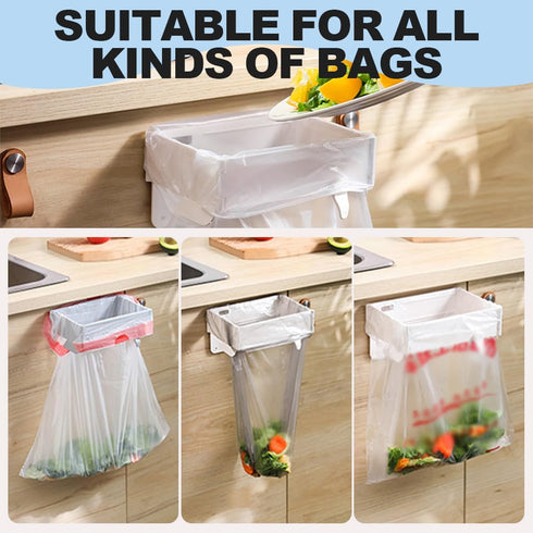 Foldable Trash Bag Holder, Magnetic Portable Trash Bag Holder Easy to Open Close, Space Saving Wall Mounted Foldable