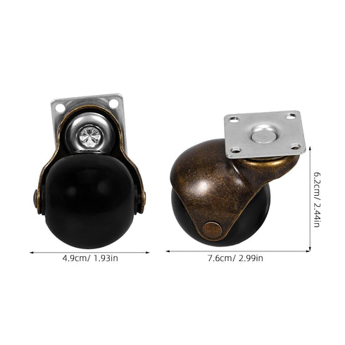 ARTSEWPLY 4pcs 2-inch Heavy Duty Swivel Ball Casters with Threaded Stem, Antique Bronze Furniture Wheels for Carts