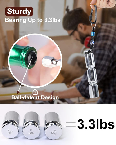 12pc Portable Bit Holder Keychain, 1/4in Hex Shank Screwdriver Bit Clip with Black Carabiner for Impact Driver