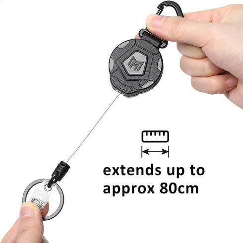 MNGARISTA Retractable Badge Holder, Heavy Duty Carabiner Keychain with 31.5" Retractable Badge Reel, Black