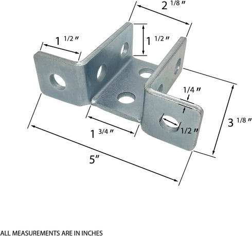 8 Pack - 8 Hole, Wing Shaped 90 Degree Connector Bracket for 1-5/8" Strut Channel, Heavy Duty