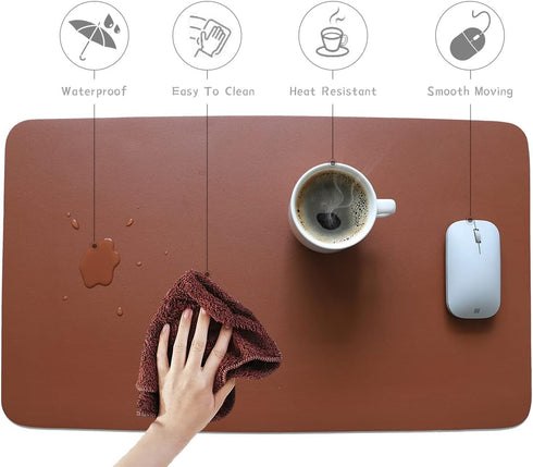 Hoki Found - L Waterproof Dual-Sided Desk Pad, Leather Desktop Pad for Keyboard and Mouse, Non-Slip Computer & Laptop