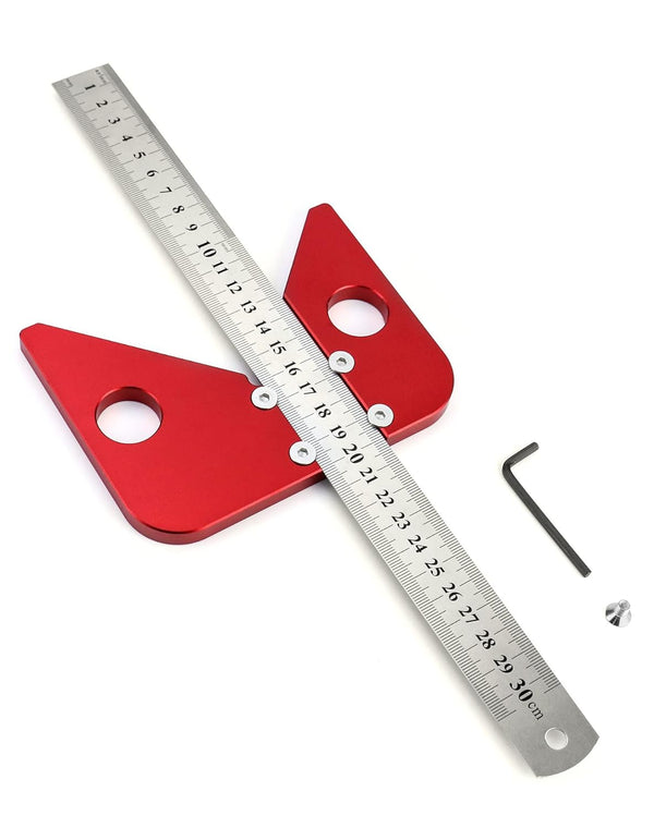 QWORK Center Scribe Gauge, Aluminum Center Finder Ruler, 45/90 Liner & Circle Center Measuring Tool
