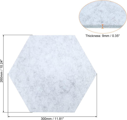 PATIKIL Hexagon Felt Board Tiles, 2 Pack Large Self Adhesive Wall Bulletin Pin Board with Push Pins for Photos Memos Home Office Classroom Decor, Gray by PATIKIL