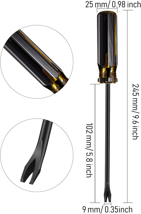3 Packs Tack Lifter 3 mm U Tip Nail Staple Rivet Tack Puller Screwdriver Upholstery Staple Remover Tool for Furniture (Yellow, Black)