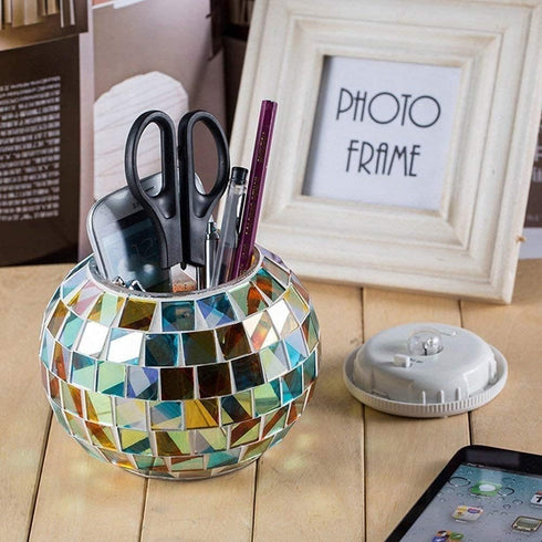 OKQYIMAQQ Solar Table Light, Solar Mosaic Lights Color Changing Solar Glass Ball Garden Lights Waterproof Outdoor Night
