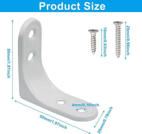 Moicstiy 8 2 Inch Pcs L Brackets, Corner Braces with Screws for Shelves Support, Cabinet Hardware, Furniture Repair