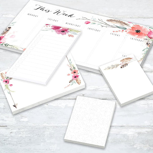 Boho Spirit Adhesive Sticky Note Pack, 5 Pads, 50 Sheets Per Pad