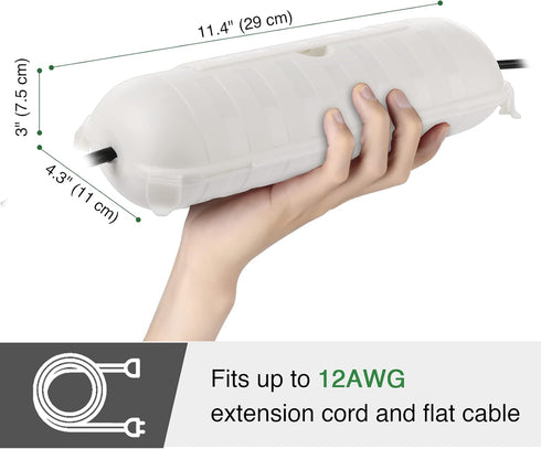 Outdoor Extension Cord Safety Cover, Waterproof Protector Seal for Electrical Connection Box, White