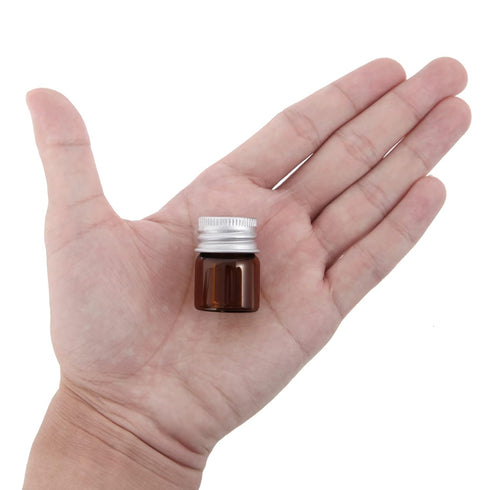 5ml Amber Glass Vials, 12PCS with Screw Caps and Plastic Stoppers, Small Brown Leak-Proof Liquid Sample Vial