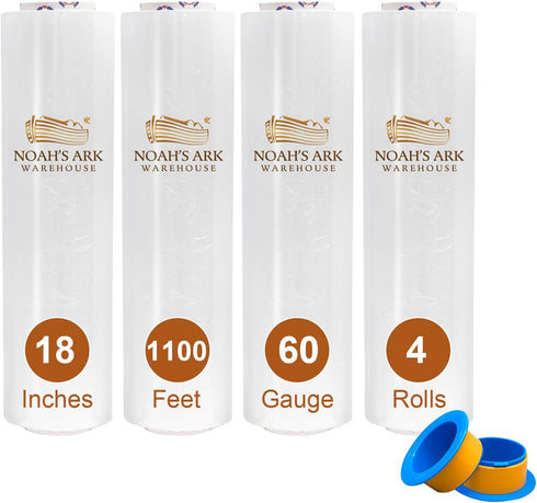 Noah's Ark Warehouse 18 Inch 1100ft Stretch Wrap, Industrial Strength Puncture Resistant for Packing