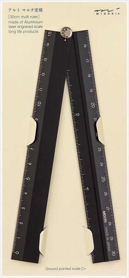 Midori Multi Aluminium Ruler, 30cm, Black (42254006)