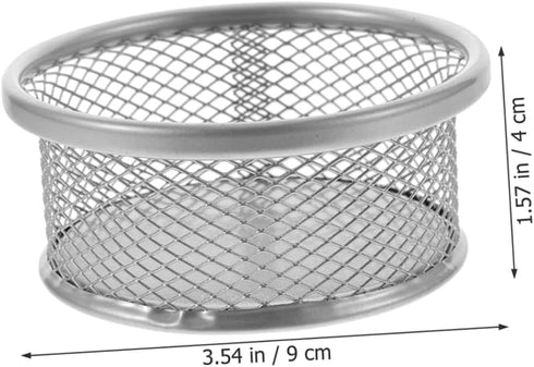 Paper Clip Barrel Office Desk Supplies, Metal Silver Holders for Small Things, Mesh Containers for Desk
