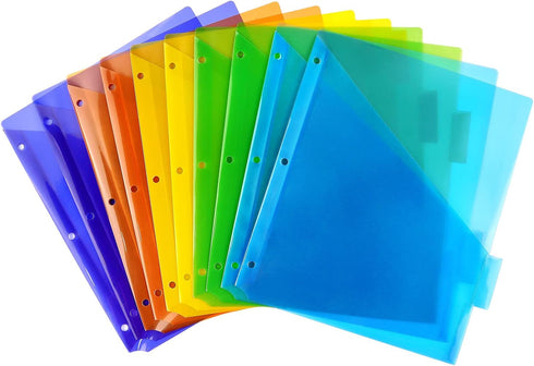 Multicolor Plastic Binder Dividers with One Front Pocket, Tab Binder Divider for 3 Ring Binder, 10 Pack