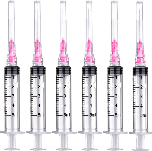 100 Pack 5ml Sterile Plastic Syringes with 18Ga for Scientific Labs, Liquids Dispensing and Measuring Tools