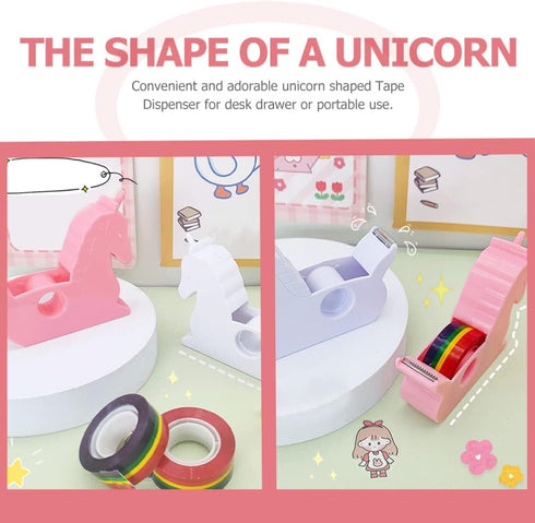 STOBOK 2pcs Cartoon Tape Dispenser, Rainbow Tape Holder and Washi Paper Cutter for Office Home