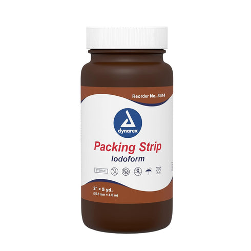 Dynarex 3414 Sterile Iodoform Packing Strip, Soft & Absorbent, 100% Cotton, 2" x 5 yard