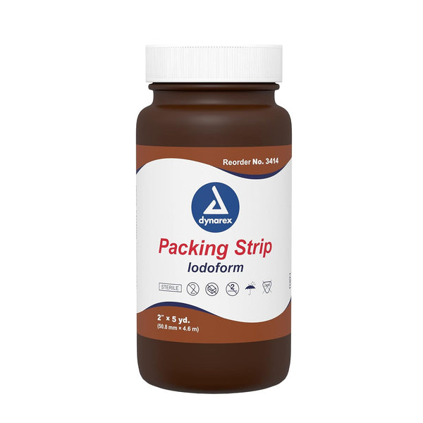 Dynarex 3414 Sterile Iodoform Packing Strip, Soft & Absorbent, 100% Cotton, 2" x 5 yard