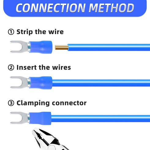 300 Pcs Blue 16-14 AWG Insulated Fork Spade U-Type Wire Connector Electrical Crimp Terminal