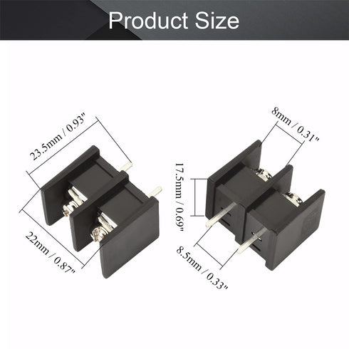 Fielect 20Pcs 300V 25A 10mm Pitch 2P PCB Screw Terminal Block Connector, Black