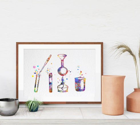 Dignovel Studios 11X14 Unframed Chemical Lab Test Tubes Pipette Art Print, Laboratory Science Biology Decor