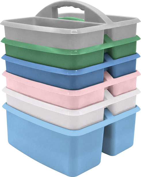 Teacher Created Resources Soft Colors Portable Plastic Storage Caddy 6-Pack for Classroom, Kids Room, Office