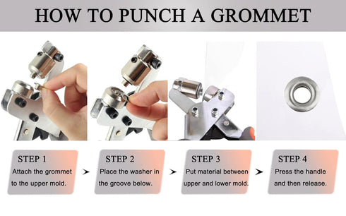 Grommet Tool Kit, 1/4 Inch Eyelet Press Pliers with 500pcs Silver Grommets