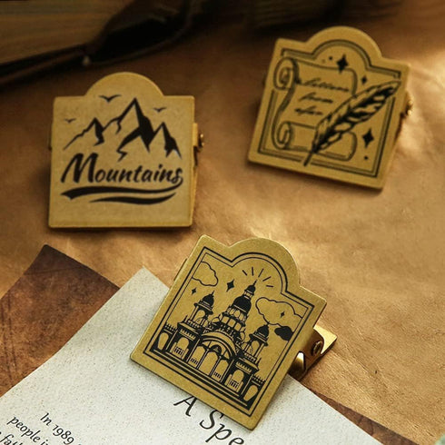 Reusable Brass Binder Clip, Decorative Metal Paper Clip for Home Office School Notebook Accessories