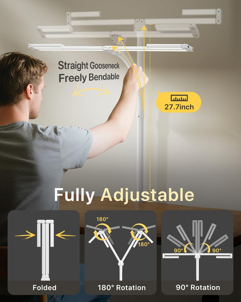 42" 4-Segment 1800LM ONEMIX LED Desk Lamp with Clamp, Architect Desk Light with Remote, Adjustable Bar, Bright