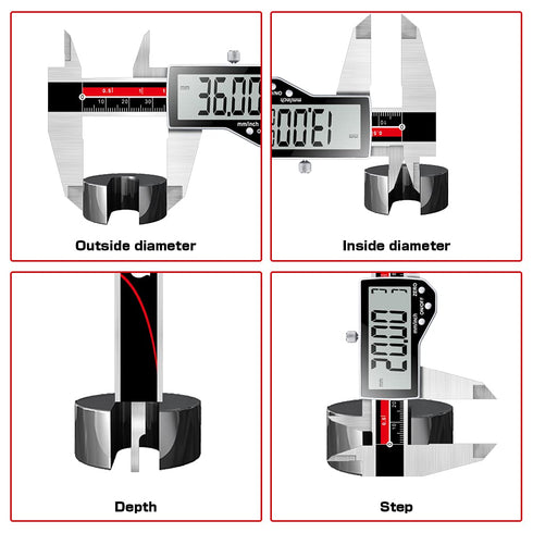 Inch/Millimeter/Fraction Digital Caliper Electronic Caliper Measuring Tool Precision Digital Vernier Caliper