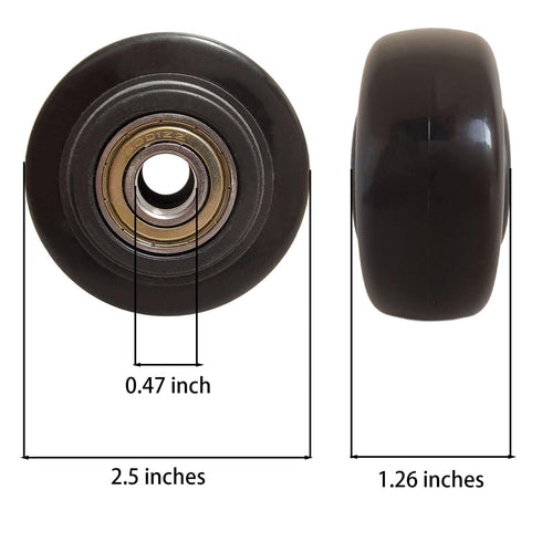 2.5" 4 Pack 3/8" PU Caster Wheels Durable Replacement Rollers for Laundry Carts, Hand Trucks & Cargo Elevators Smooth