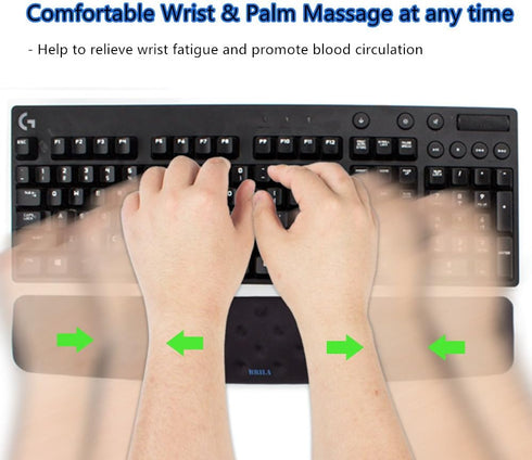 BRILA Keyboard Wrist Rest Support Cushion Pad for Computer, Laptop, Office Work, PC Gaming - Memory Foam Gel