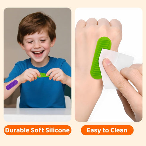 PuraEase 16PC Textured Sensory Stickers for Kids Silicone Adhesive Calm Strips for Anxiety Relief, Autism, ADHD Quiet