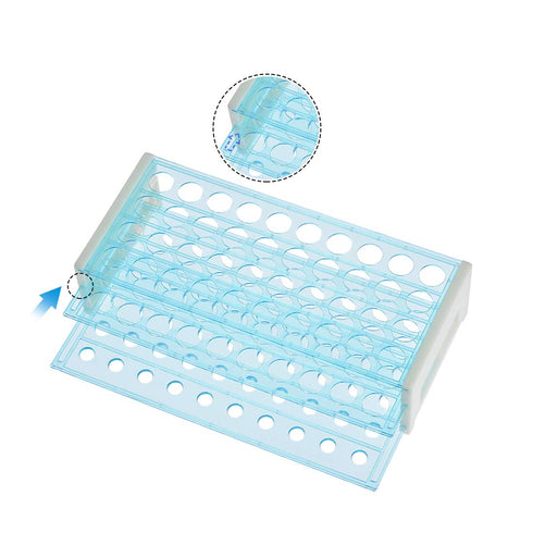 uxcell Detachable Polypropylene Test Tube Holder Rack with 40 Holes for 15-18mm Tubes (Light Blue)