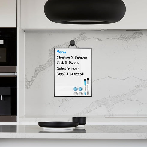 Small Dry Erase Whiteboard for Wall, 16" x 12" Portable Aluminum Frame Magnetic Surface with Handle, 2 Markers for Home