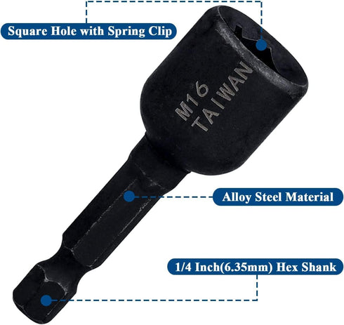 8 Pcs Tap Socket Wrench, High Hardness Alloy Steel Socket Taps, 1/4 Hex Shank Air Screwdriver Accessories