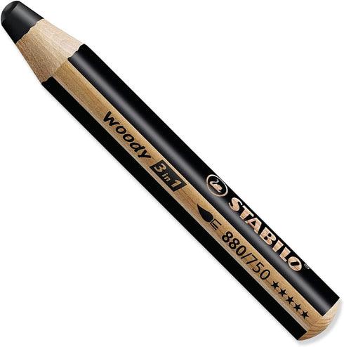 STABILO Woody 3-in-1 Multi-talented Pencil, Pack of 2 - Black & White