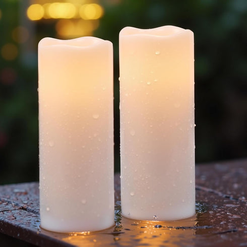 2 Pack 4" 10" GenSwin Waterproof Large Flameless Candles with Remote for Lanterns, x Battery Operated with Timer, LED