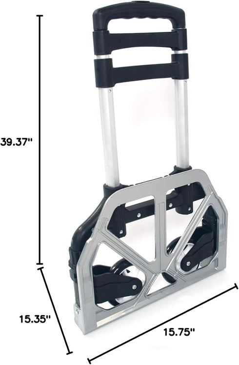 Kcelarec 165 lbs Portable Folding Hand Truck Aluminium Luggage Trolley Cart and Dolly Capacity with Bungee Cord