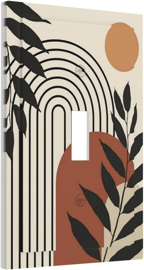 Abstract Boho Mid Century Decorative Light Switch Plate, 1 Gang Wall Cover for Home Electrical Switchplate Decor