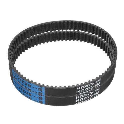uxcell 2pcs HTD-5M Rubber Timing Belt 75 Teeth, 375mm Pitch Length x 15mm Width x 3.6mm Height