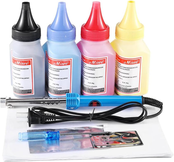 Toner Refill Kit 4-Pack Compatible for Canon CRG-045 CRG-046 CRG-054 054H CRG-055 055H Color Series (with Tools)