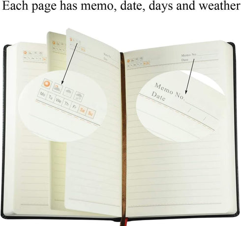 Lemical Thick Leather Journal Notebook, 720 Pages, B6 Hardcover, 360 Sheets Lined Paper, Ideal Gift for Travel
