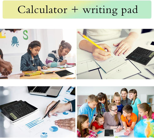 Desktop Calculator with Writing Screen, Large Display, Quiet Design - Ideal for Students and Office Workers (Black)