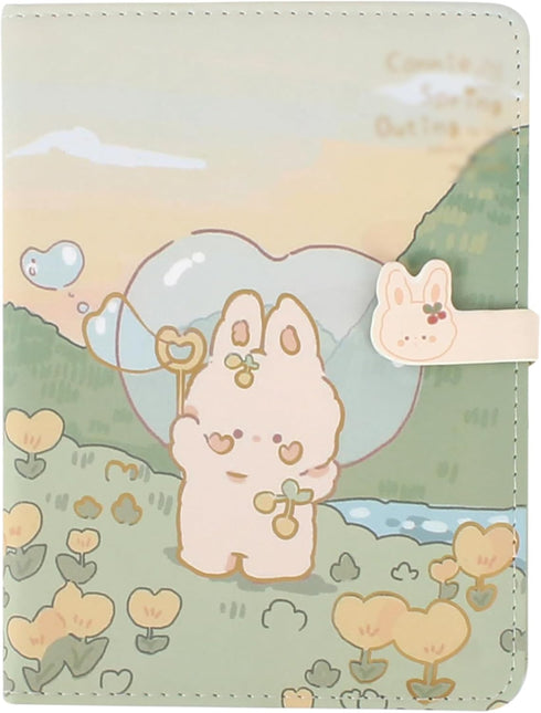 Cute Cartoon PU Leather Notebook, Kawaii A5 Journal Sketchbook Notepad for Travel