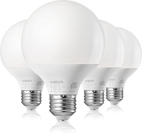 EDISHINE 4 Pack G25 LED Globe Light Bulbs CRI90+, 5W Equivalent 25W, 2700K Warm White 450LM, Vanity Light Bulbs