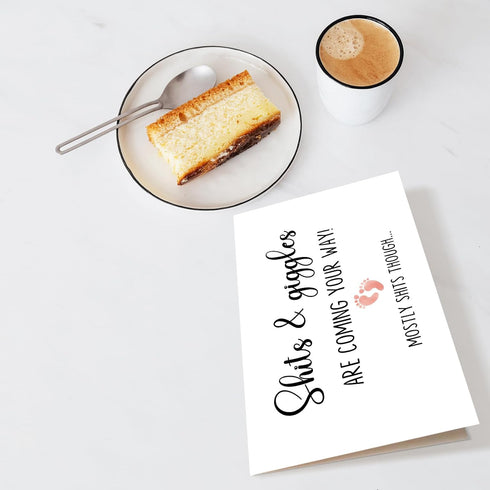 Chenive Funny Baby Shower Card for New Parents, New Baby Card for New Dad New Mom, Pregnancy Congratulations Card