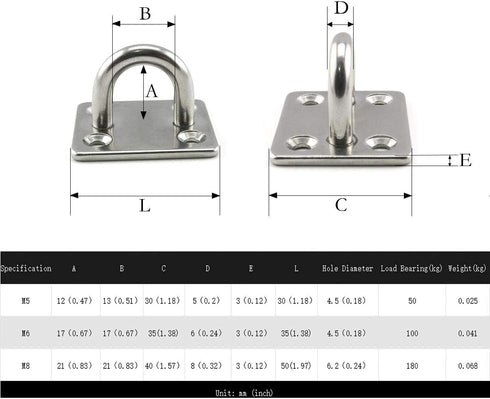 2 Set M8 Heavy Duty Ceiling & Wall Mount Hanging Hardware Fitting Set for Yoga Hammock