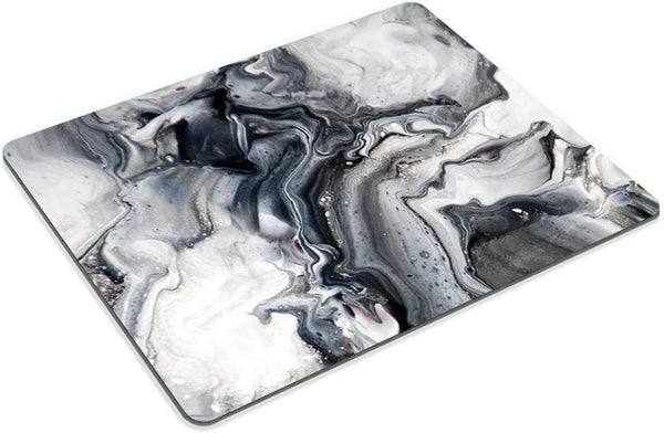 Smooffly Large Abstract Marble Gaming Mouse Pad, Custom Black and White Marble Design