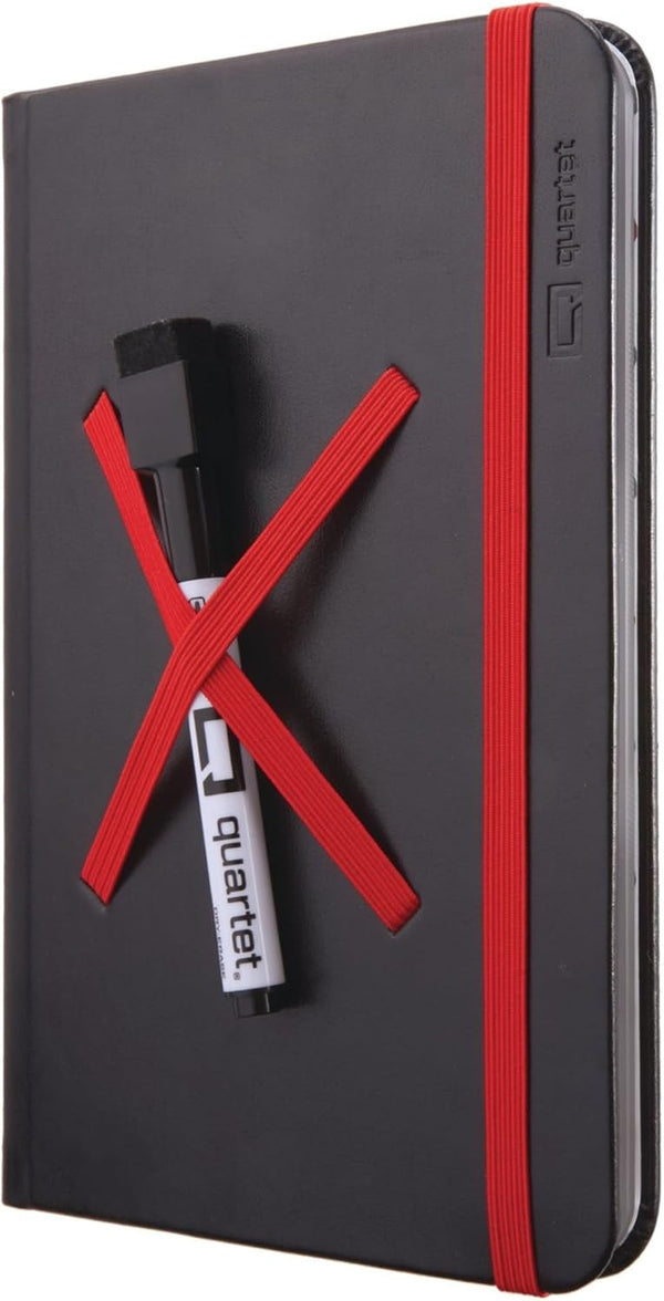 Quartet Portable Glass Dry-Erase Pad, 5" x 8", Closeable Cover, Kickstand, Desktop White Board, Notepad, Travel (Black)